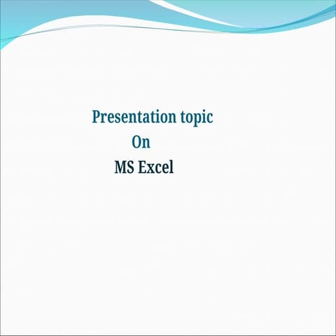 Ppt on ms excel | PPTX