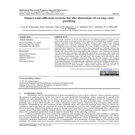 Smart and efficient system for the detection of wrong cars parking