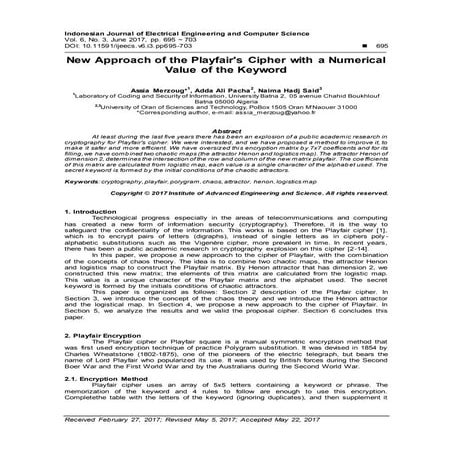 Modified Playfair cryptosystem for improved data security | PDF