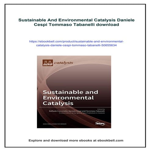 Sustainable And Environmental Catalysis Daniele Cespi Tommaso Tabanelli ...