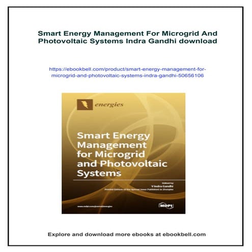 Smart Energy Management For Microgrid And Photovoltaic Systems Indra ...