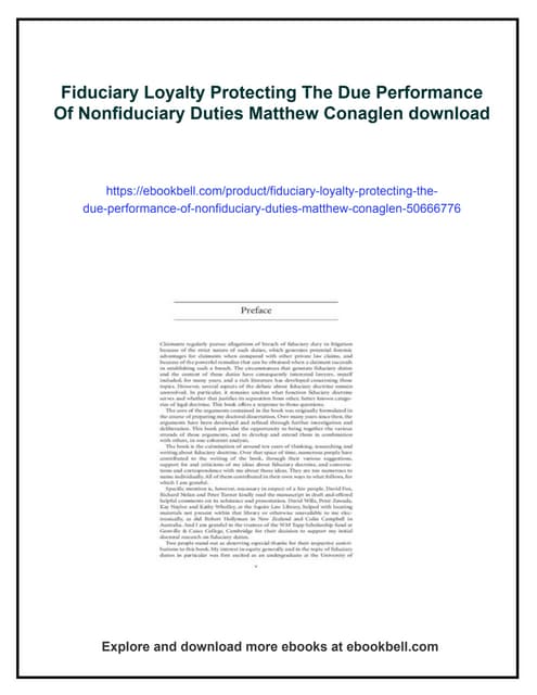 Fiduciary Loyalty Protecting The Due Performance Of Nonfiduciary Duties Matth...