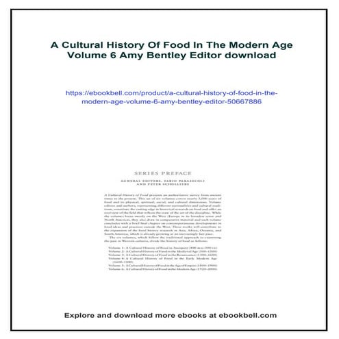 A Cultural History Of Food In The Modern Age Volume 6 Amy Bentley Editor