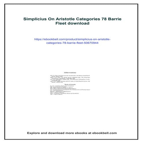 Simplicius On Aristotle Categories 78 Barrie Fleet | PDF