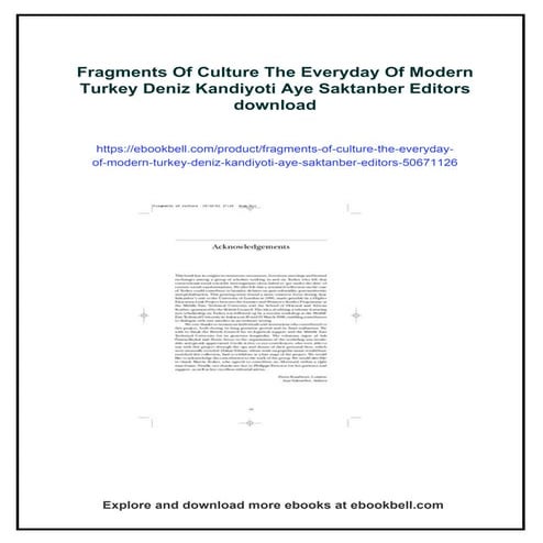 Fragments Of Culture The Everyday Of Modern Turkey Deniz Kandiyoti Aye ...