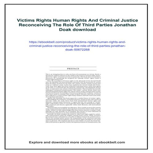 Victims Rights Human Rights And Criminal Justice Reconceiving The Role ...