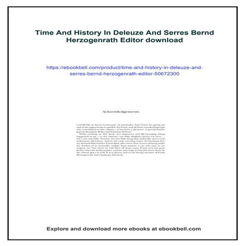 Time And History In Deleuze And Serres Bernd Herzogenrath Editor