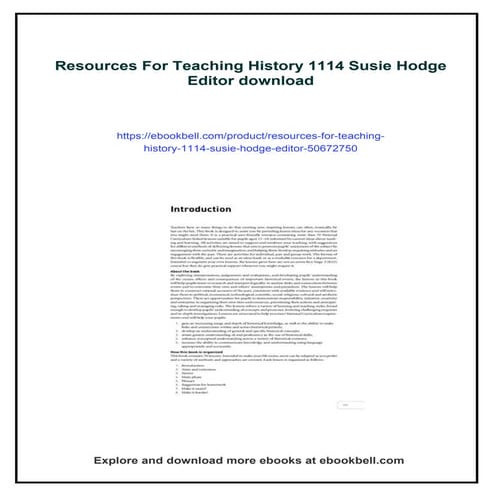 Resources For Teaching History 1114 Susie Hodge Editor