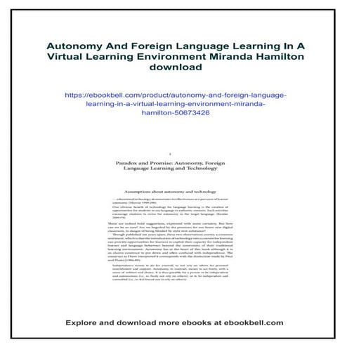 Autonomy And Foreign Language Learning In A Virtual Learning Environment Mira...