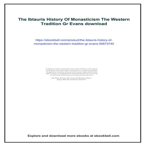 The Ibtauris History Of Monasticism The Western Tradition Gr Evans