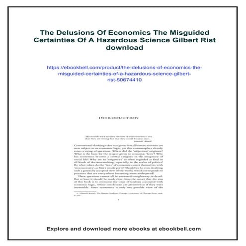 The Delusions Of Economics The Misguided Certainties Of A Hazardous ...