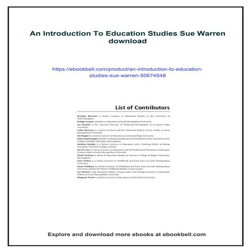 An Introduction To Education Studies Sue Warren