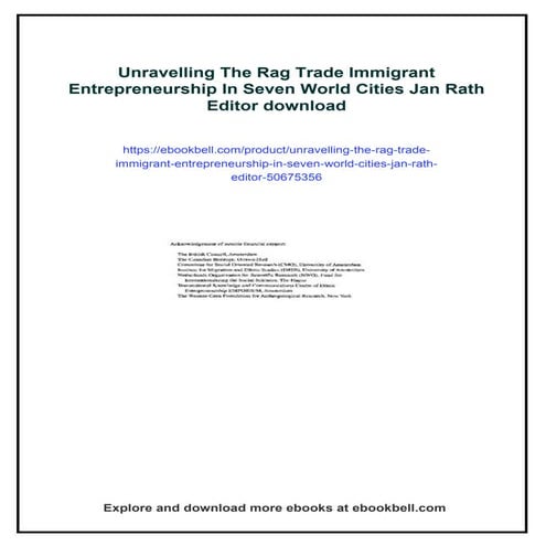 Unravelling The Rag Trade Immigrant Entrepreneurship In Seven World ...