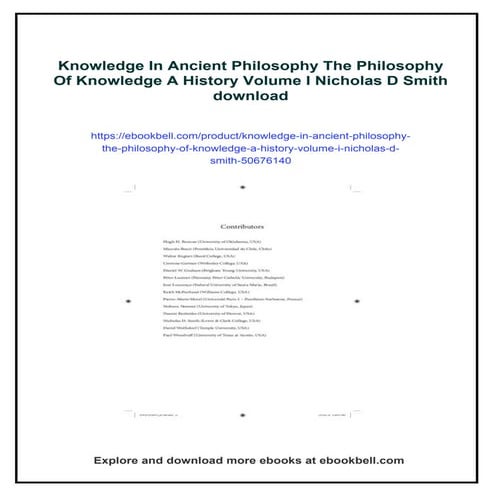 Knowledge In Ancient Philosophy The Philosophy Of Knowledge A History Volume ...