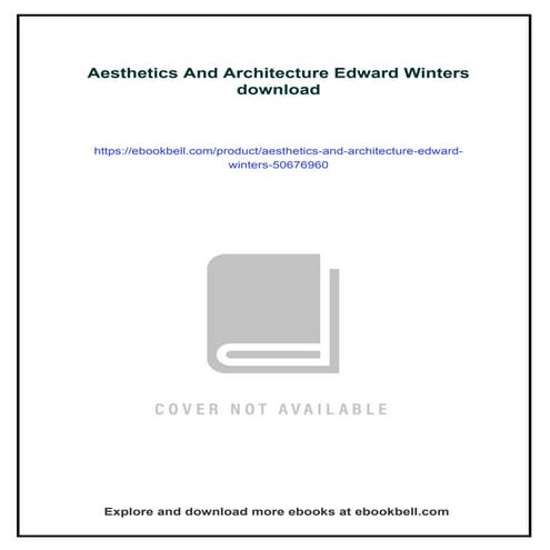 Aesthetics And Architecture Edward Winters