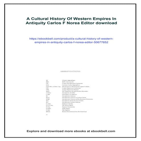 A Cultural History Of Western Empires In Antiquity Carlos F Norea ...
