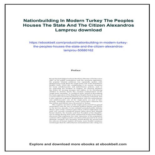 Nationbuilding In Modern Turkey The Peoples Houses The State And The ...