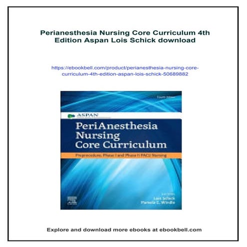 Perianesthesia Nursing Core Curriculum 4th Edition Aspan Lois Schick | PDF