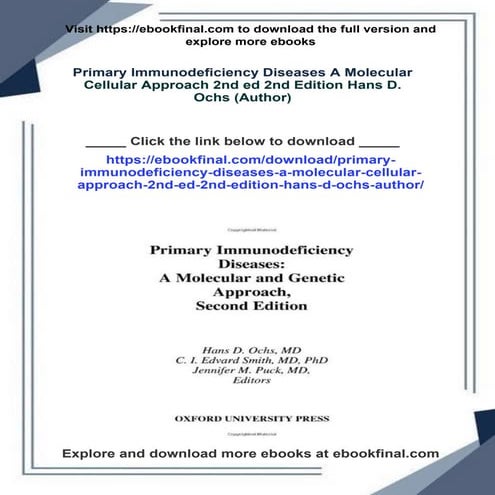 Primary immunodeficiency diseases a molecular and genetic approach 2nd ...