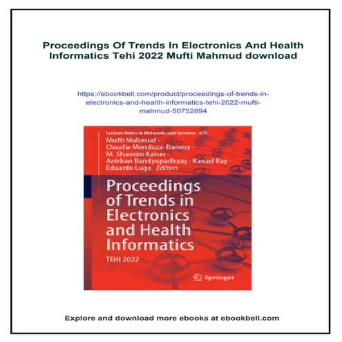 Proceedings Of Trends In Electronics And Health Informatics Tehi 2022 Mufti M...