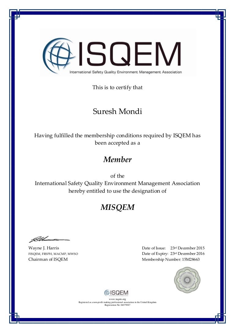 Isqem Member Certificate 23 12 15