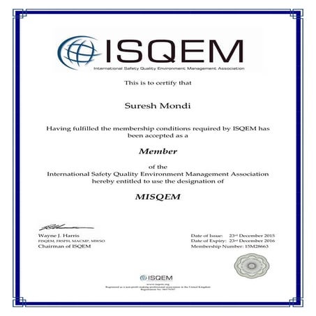 ISQEM  Member Certificate  23-12-2015