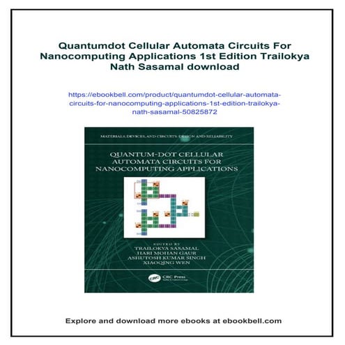 Quantumdot Cellular Automata Circuits For Nanocomputing Applications 1st Edit...