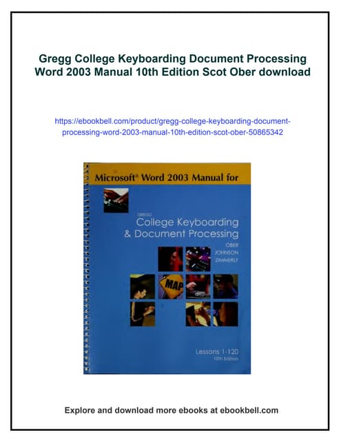 Gregg College Keyboarding Document Processing Word 2003 Manual 10th Edition S...