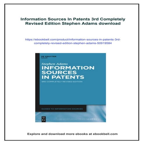 Information Sources In Patents 3rd Completely Revised Edition Stephen Adams