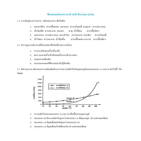 ข้อสอบเอ็นทรานซ์ เคมี มีนาคม 2546