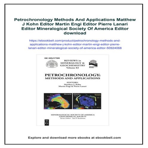 Petrochronology Methods And Applications Matthew J Kohn Editor Martin ...