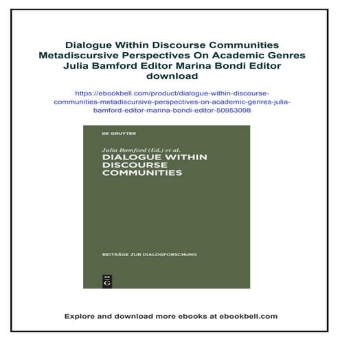 Dialogue Within Discourse Communities Metadiscursive Perspectives On Academic...
