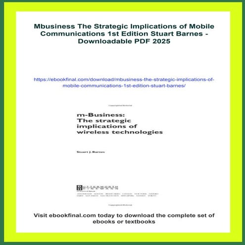 Mbusiness The Strategic Implications of Mobile Communications 1st ...