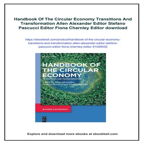 Handbook Of The Circular Economy Transitions And Transformation Allen Alexand...