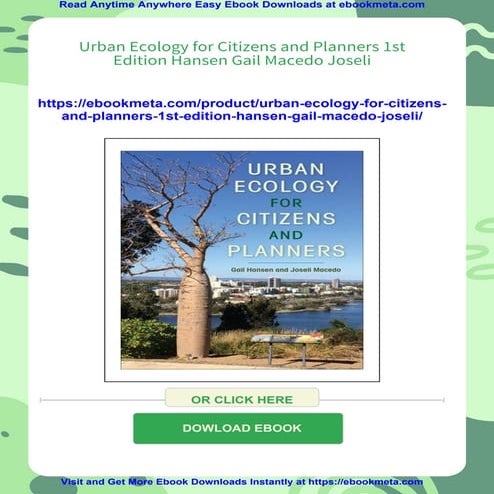 Urban Ecology for Citizens and Planners 1st Edition Hansen Gail Macedo Joseli