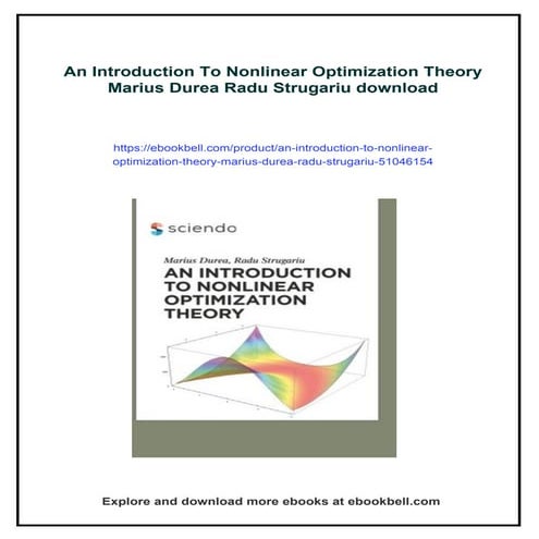 An Introduction To Nonlinear Optimization Theory Marius Durea Radu ...