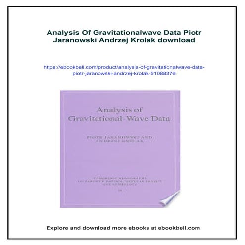Analysis Of Gravitationalwave Data Piotr Jaranowski Andrzej Krolak