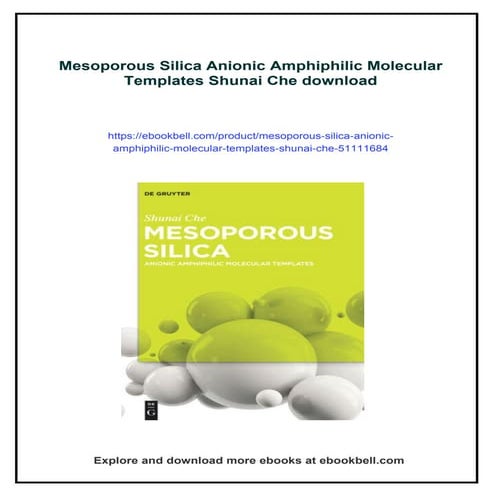 Mesoporous Silica Anionic Amphiphilic Molecular Templates Shunai Che