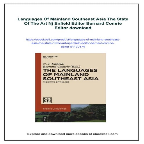 Languages Of Mainland Southeast Asia The State Of The Art Nj Enfield ...