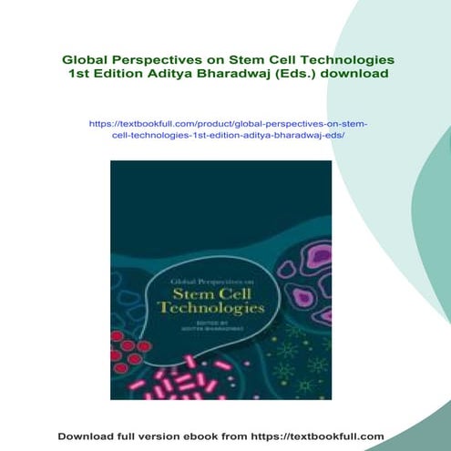 Global Perspectives on Stem Cell Technologies 1st Edition Aditya ...