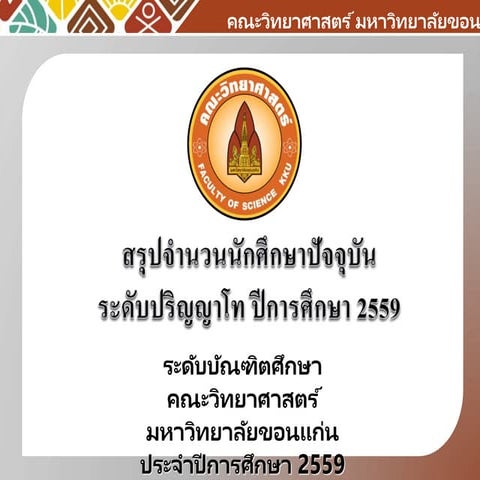 สรุปจำนวนนักศึกษาปัจจุบัน ระดับปริญญาโท ปีการศึกษา 2559