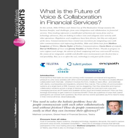 What is the Future of  Voice & Collaboration  in Financial Services?