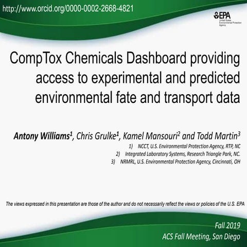 US-EPA CompTox Chemicals Dashboard providing access to experimental and predi...