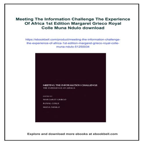 Meeting The Information Challenge The Experience Of Africa 1st Edition Margar...