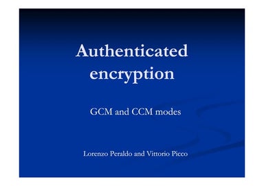 Authenticated Encryption Gcm Ccm