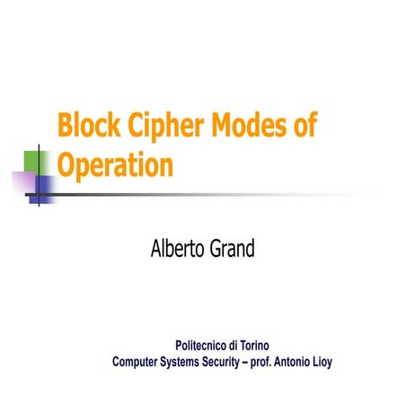 Block Cipher Modes of Operation And Cmac For Authentication | PPT