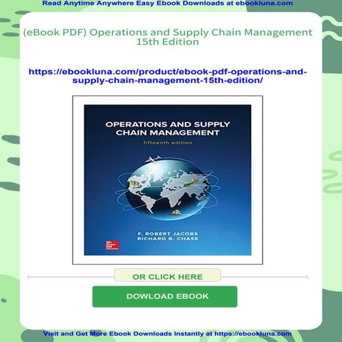 (eBook PDF) Operations and Supply Chain Management 15th Edition