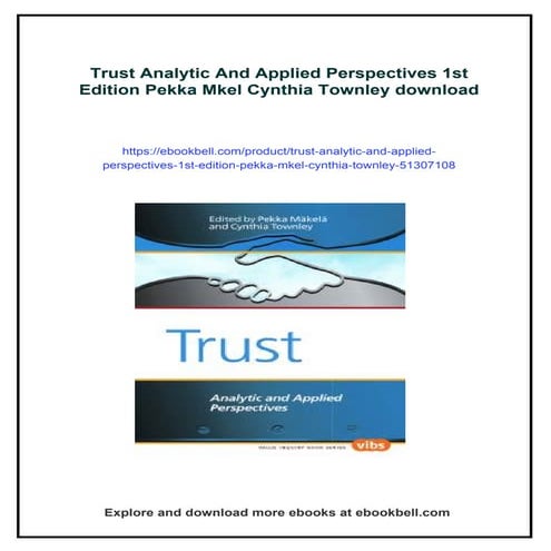 Trust Analytic And Applied Perspectives 1st Edition Pekka Mkel Cynthia Townley