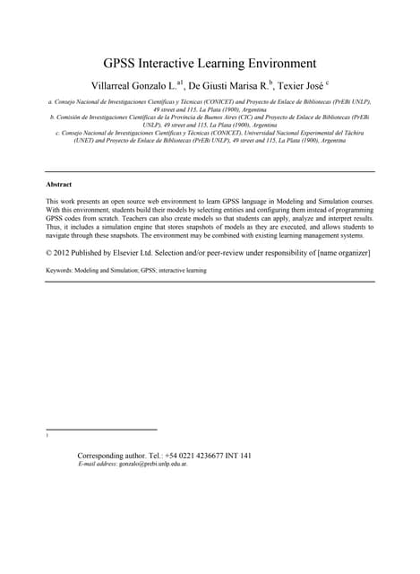 GPSS interactive learning environment