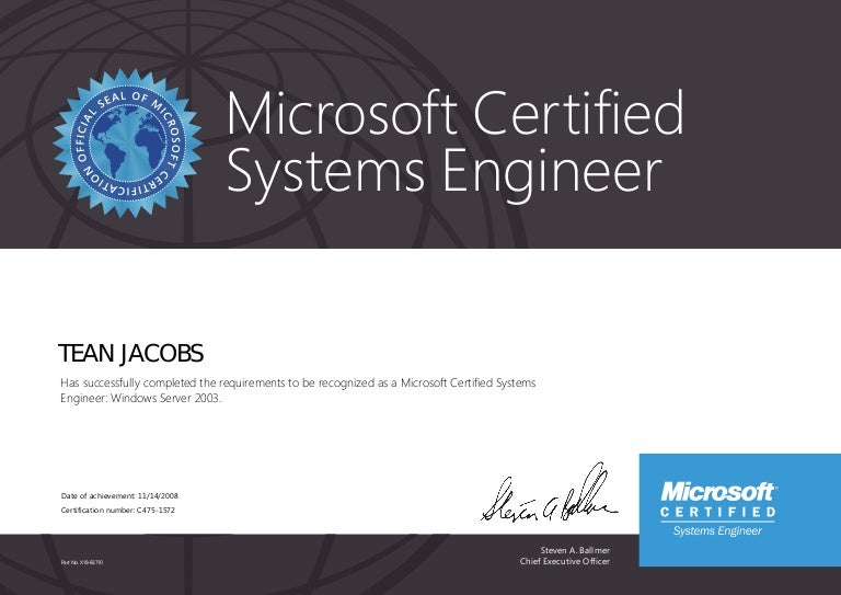 MCSE Microsoft Certified Systems Engineer